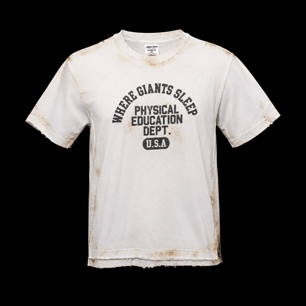 P.E. DEPT DISTRESSED TEE “BURNING CALORIES EDITION”
